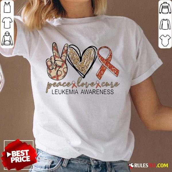 Peace Love Cure Leukemia Awareness Diamond V-neck - Design By Rulestee.com