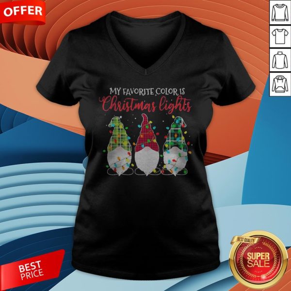 Gnomes My Favorite Color Is Christmas Lights V-neck