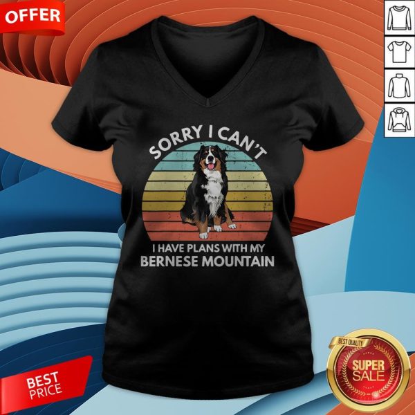 I Just Wanna Drink Wine And Pet My Bernese Mountain Vintage Retro V-neck