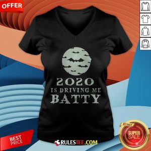 Funny 2020 Is Driving Me Batty Halloween V-neck - Design By Rulestee.com