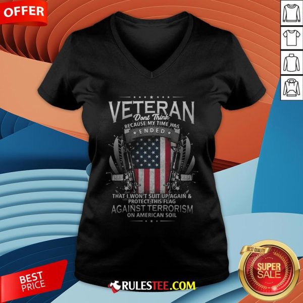 Veteran Ended Against Terrorism On American Soil America Flag V-neck - Design By Rulestee.com