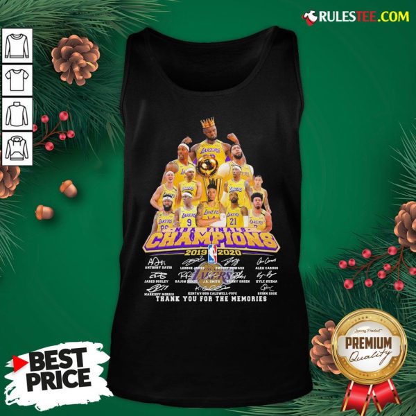 Awesome Los Angeles Lakers 2019-2020 NBA Finals Champions Thank You For The Memories Signatures Tank Top - Design By Rulestee.com