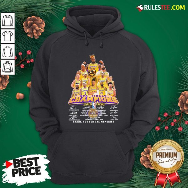 Awesome Los Angeles Lakers 2019-2020 NBA Finals Champions Thank You For The Memories Signatures Hoodie - Design By Rulestee.com