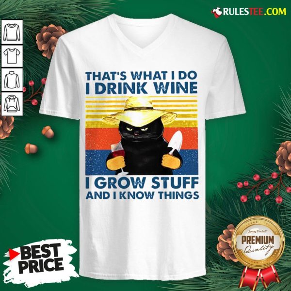 Awesome That’s What I Do I Drink Wine I Grow Stuff And I Know Things Vintage V-neck - Design By Rulestee.com
