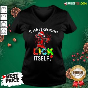 Funny Deadpool It Ain't Gonna Lick Itself Christmas V-neck - Design By Rulestee.com