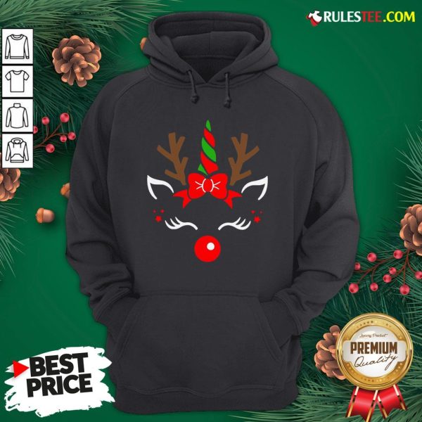 Good Unicorn Face Reindeer Antlers Christmas Funny Pet Kids Gifts Hoodie - Design By Rulestee.com