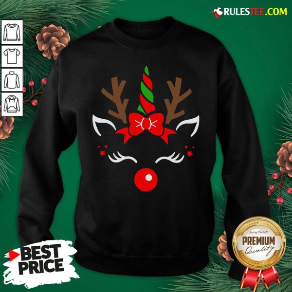 Good Unicorn Face Reindeer Antlers Christmas Funny Pet Kids Gifts Sweatshirt - Design By Rulestee.com