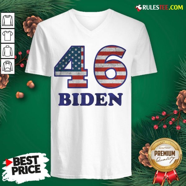 Hot 46 Joe Biden 2020 Us President Election Pro Biden Democrat Flag V-neck- Design By Rulestee.com