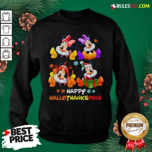 Hot Minnie Mouse Happy Hallothanksmas Sweatshirt- Design By Rulestee.com