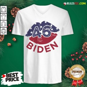 Nice 46 Joe Biden 2020 Us President Election Pro Biden Democrat Lips V-neck- Design By Rulestee.com
