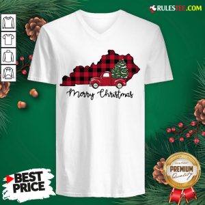 Official Kentucky Merry Christmas Tree V-neck - Design By Rulestee.com