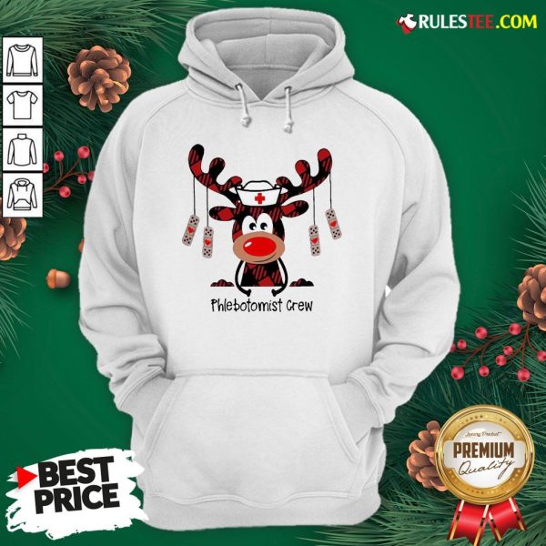 Perfect Plaid Reindeer Phlebotomist Crew Christmas Hoodie - Design By Rulestee.com