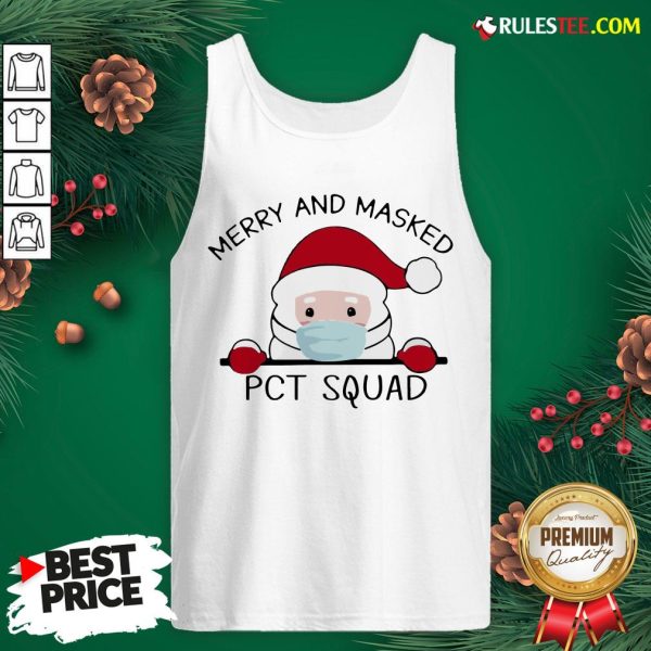 Perfect Santa Face Mask Merry And Masked Pct Squad Christmas Tank Top- Design By Rulestee.com