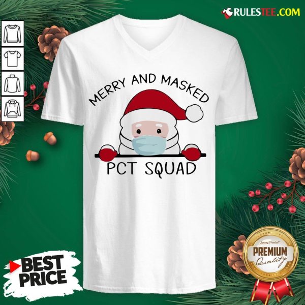 Perfect Santa Face Mask Merry And Masked Pct Squad Christmas V-neck - Design By Rulestee.com