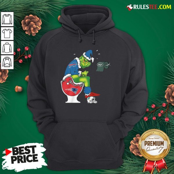 Premium The Grinch Buffalo Bills Shit On Toilet New England Patriots Christmas Hoodie- Design By Rulestee.com