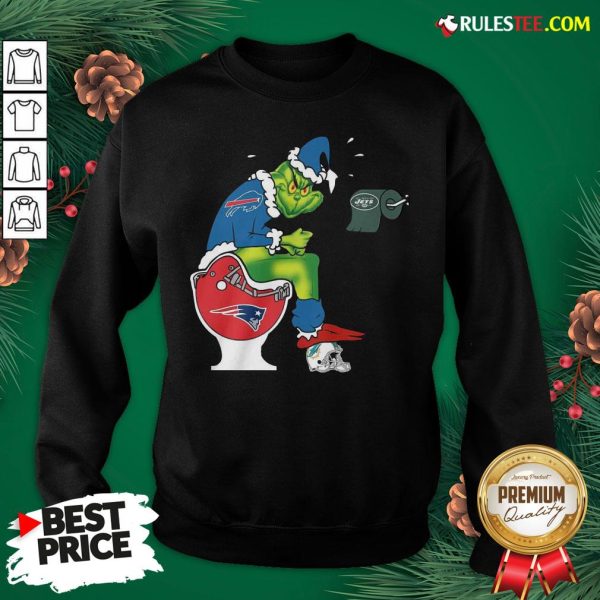 Premium The Grinch Buffalo Bills Shit On Toilet New England Patriots Christmas Sweatshirt- Design By Rulestee.com
