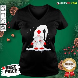Pretty Nurse Santa Claus Merry Christmas Snow V-neck- Design By Rulestee.com