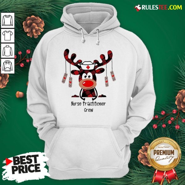 Pretty Plaid Reindeer Nurse Practitioner Crew Christmas Hoodie - Design By Rulestee.com