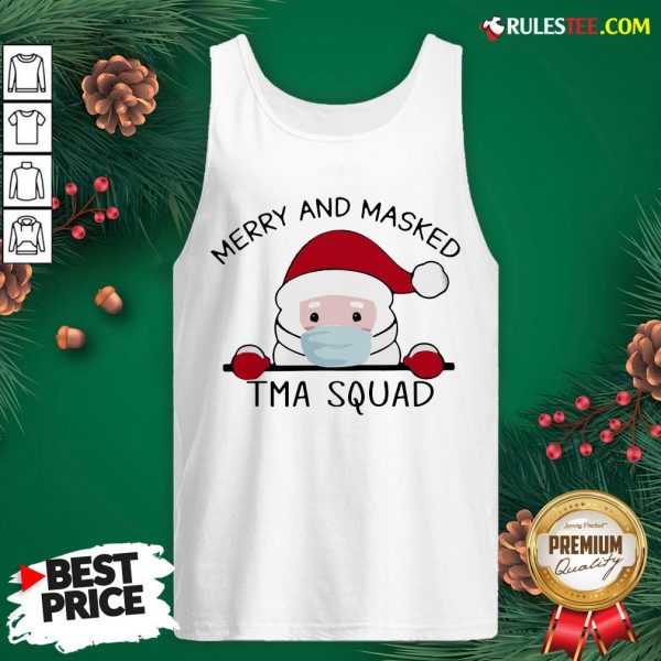 Pretty Santa Face Mask Merry And Masked Tma Squad Christmas Tank Top - Design By Rulestee.com