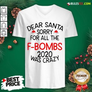 Top Dear Santa Sorry For All The F-bombs 2020 Was Crazy V-neck- Design By Rulestee.com