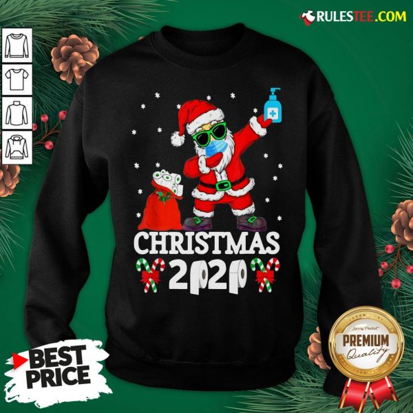 Top Santa Claus Dabbing Wine And Toilet Paper Christmas 2020 Sweatshirt - Design By Rulestee.com