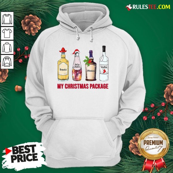 Top Santa Tequila Jolly Juice Whiskey Vodka My Christmas Package Hoodie - Design By Rulestee.com