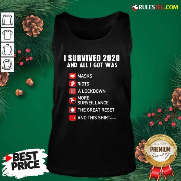 I Survived 2020 And All I Got Was Masks Riots A Lockdown More Surveillance The Great Reset And This Tank Top - Design By Rulestee.com
