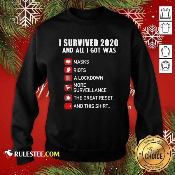 I Survived 2020 And All I Got Was Masks Riots A Lockdown More Surveillance The Great Reset And This Sweatshirt - Design By Rulestee.com