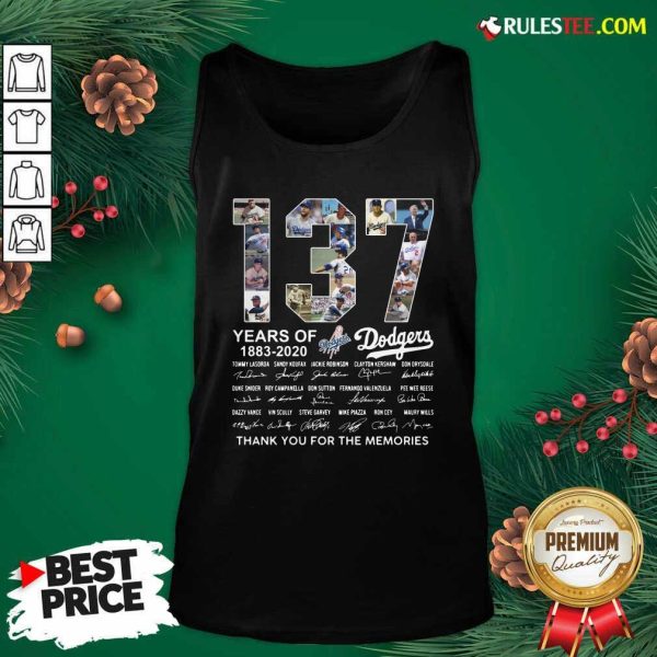 137 Years Of Los Angeles Dodgers 1883 2020 Thank You For The Memories Signatures Tank Top - Design By Rulestee.com