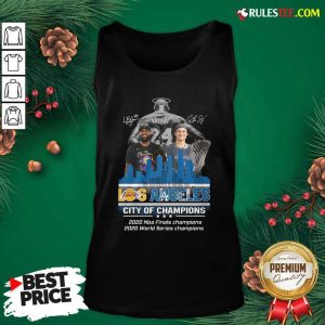 Kobe Bryant LeBron James And Corey Seager Los Angeles Lakers Dodgers City Of Champions 2020 Signatures Tank Top - Design By Rulestee.com