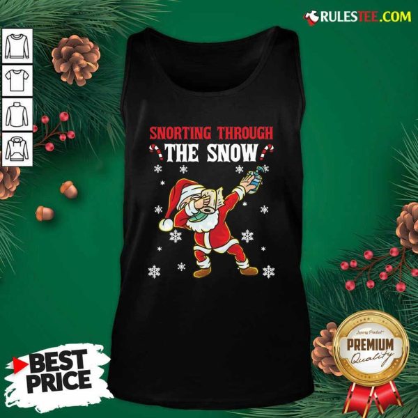 Snorting Through The Snow Dabbing Santa Claus Face Mask Toilet Paper Hand Sanitizer Christmas Tank Top - Design By Rulestee.com