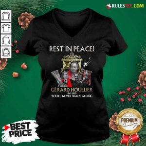 Liverpool Rest In Peace Gerard Houllier 1947 2020 You'll Never Walk Alone Signature V-neck- Design By Rulestee.com