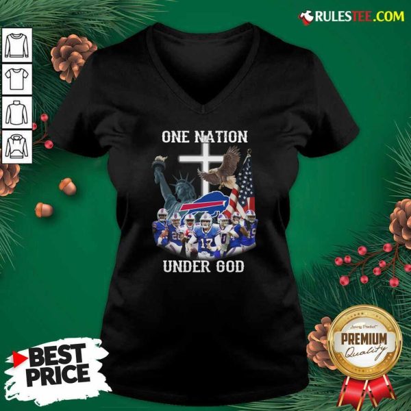 Buffalo Bills One Nation Under God American Flag V-neck - Design By Rulestee.com