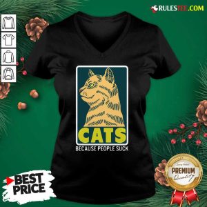 Cats Because People Suck V-neck - Design By Rulestee.com