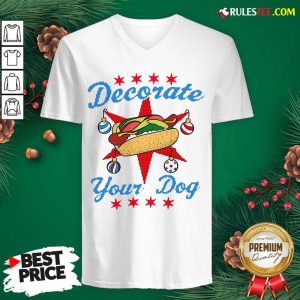 Funny Decorate Your Dog Hot Dog Merry Christmas V-neck - Design By Rulestee.com