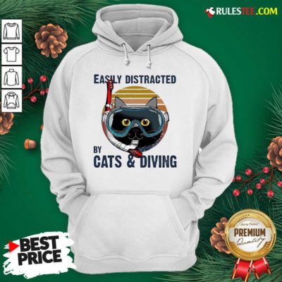 Easily Distracted By Cats And Diving Vintage Hoodie- Design By Rulestee.com