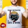 Easily Distracted By Cats And Diving Vintage Shirt- Design By Rulestee.com