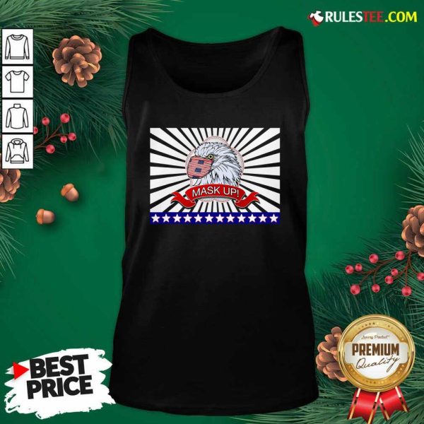 Mask Up Fun And Patriotic Bald Eagle American Flag Tank Top - Design By Rulestee.com