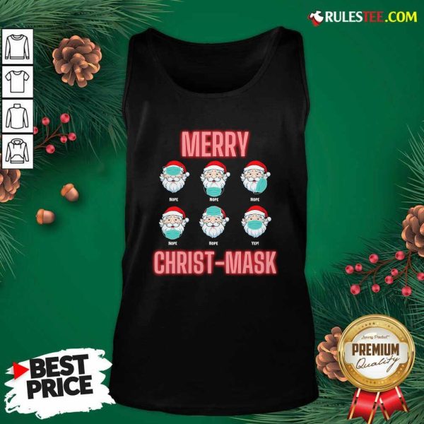 Merry Christmask Six Santa With Face Mask Covid Tank Top - Design By Rulestee.com