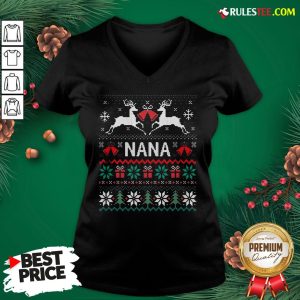 Funny Nana Reindeer Ugly Merry Christmas Gift V-neck - Design By Rulestee.com