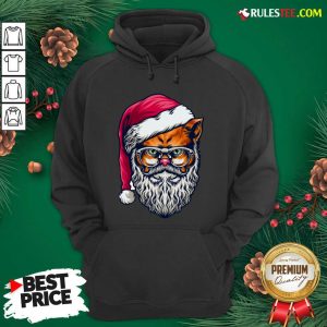 Funny Xmas Wildcat Santa Claus Christmas Wearing Glasses Hoodie - Design By Rulestee.com