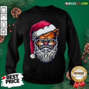 Funny Xmas Wildcat Santa Claus Christmas Wearing Glasses Swearshirt - Design By Rulestee.com