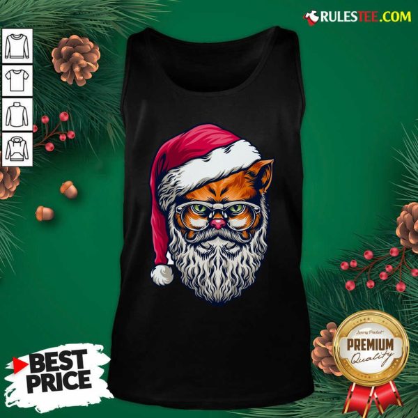 Funny Xmas Wildcat Santa Claus Christmas Wearing Glasses Tank Top - Design By Rulestee.com