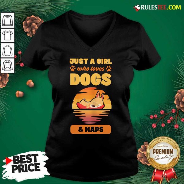 Just A Girl Who Loves Dogs And Naps V-neck - Design By Rulestee.com