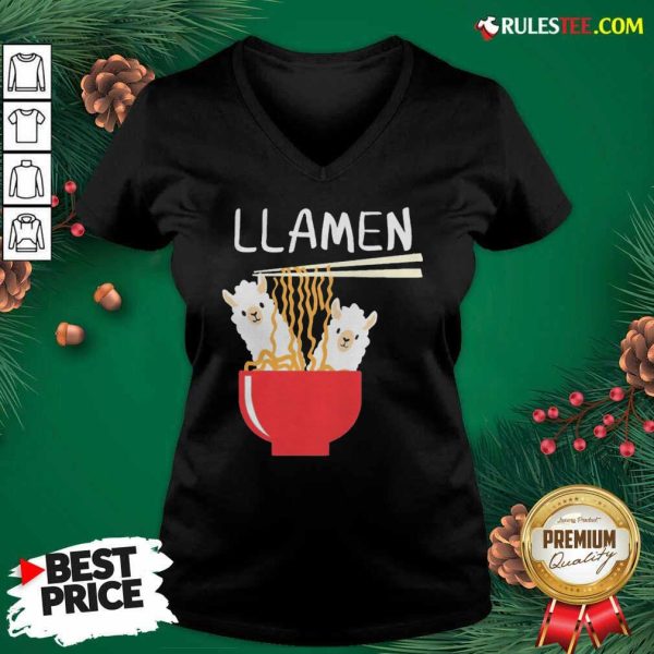 Llama Eat Llamen V-neck - Design By Rulestee.com