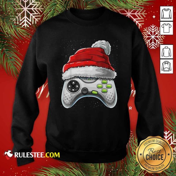 Video Game Controller Santa Hat Christmas Sweatshirt - Design By Rulestee.com