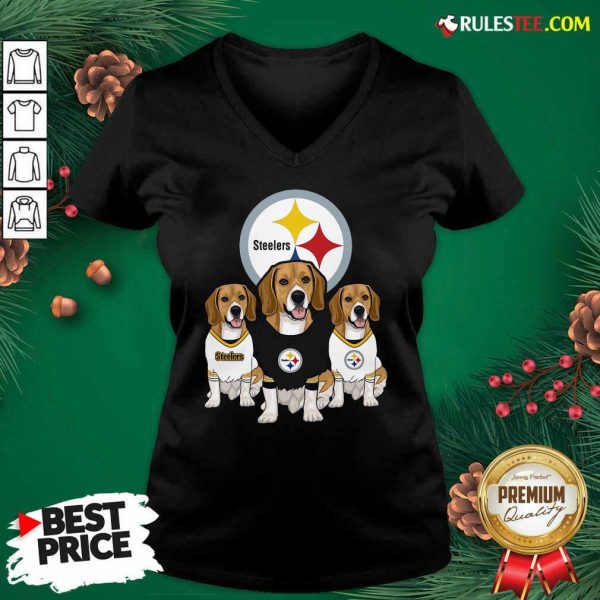 Beagle Pittsburgh Steelers Logo V-neck - Design By Rulestee.com