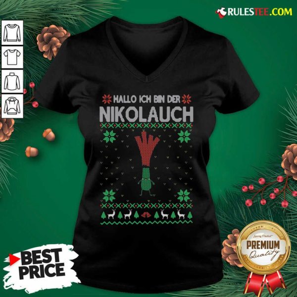 Hot Hallo Merry Christmas Hallo Ich Bin Der Nikolaus V-neck - Design By Rulestee.com