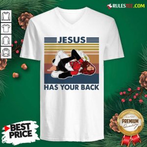 Jiu Jitsu Jesus Has Your Back Vintage V-neck - Design By Rulestee.com