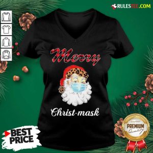 Santa Claus Face Mask Merry Christmas 2020 V-neck - Design By Rulestee.com